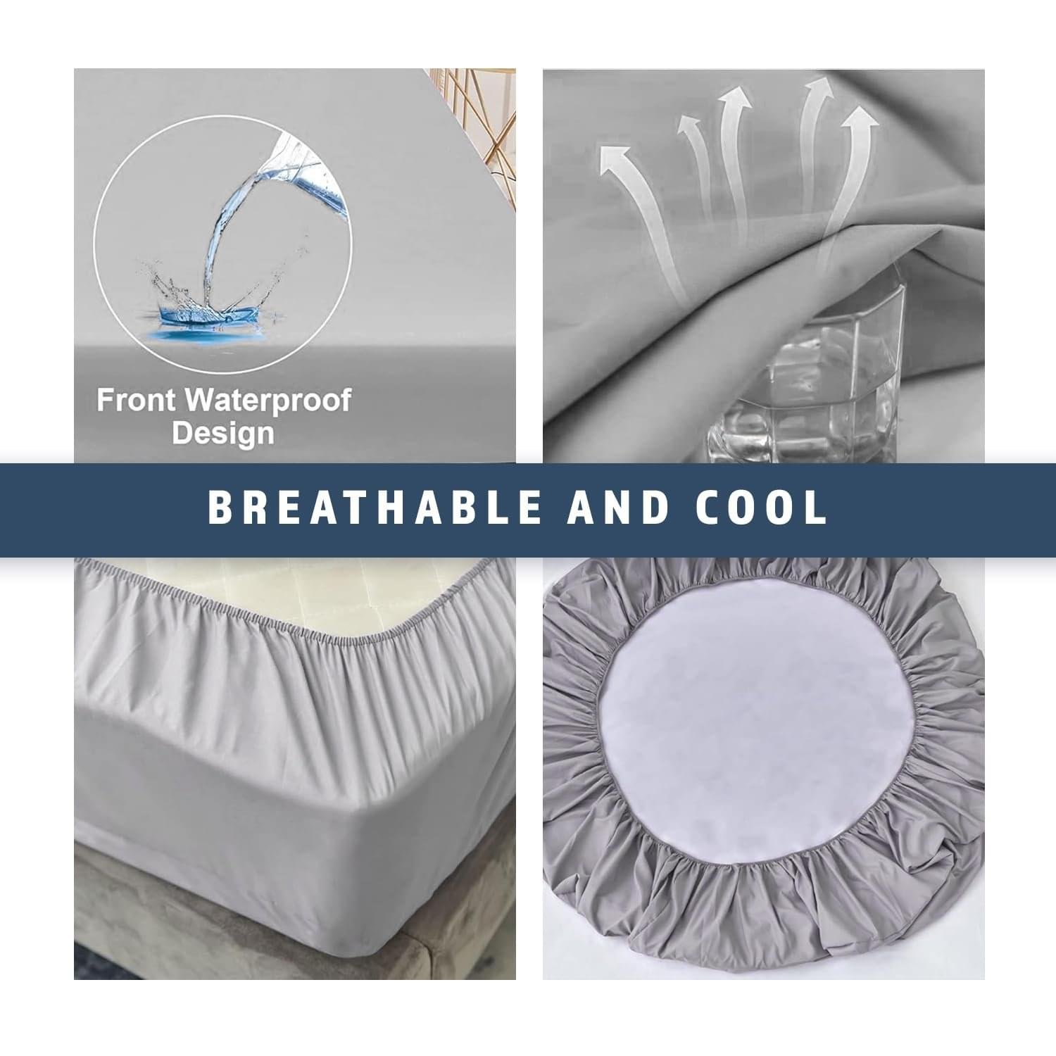 MomsEasy 100% Waterproof Premium Cotton Mattress Protector | Breathable and Hypoallergenic Ultra Soft Fitted Bed Protector, Grey - Image 4