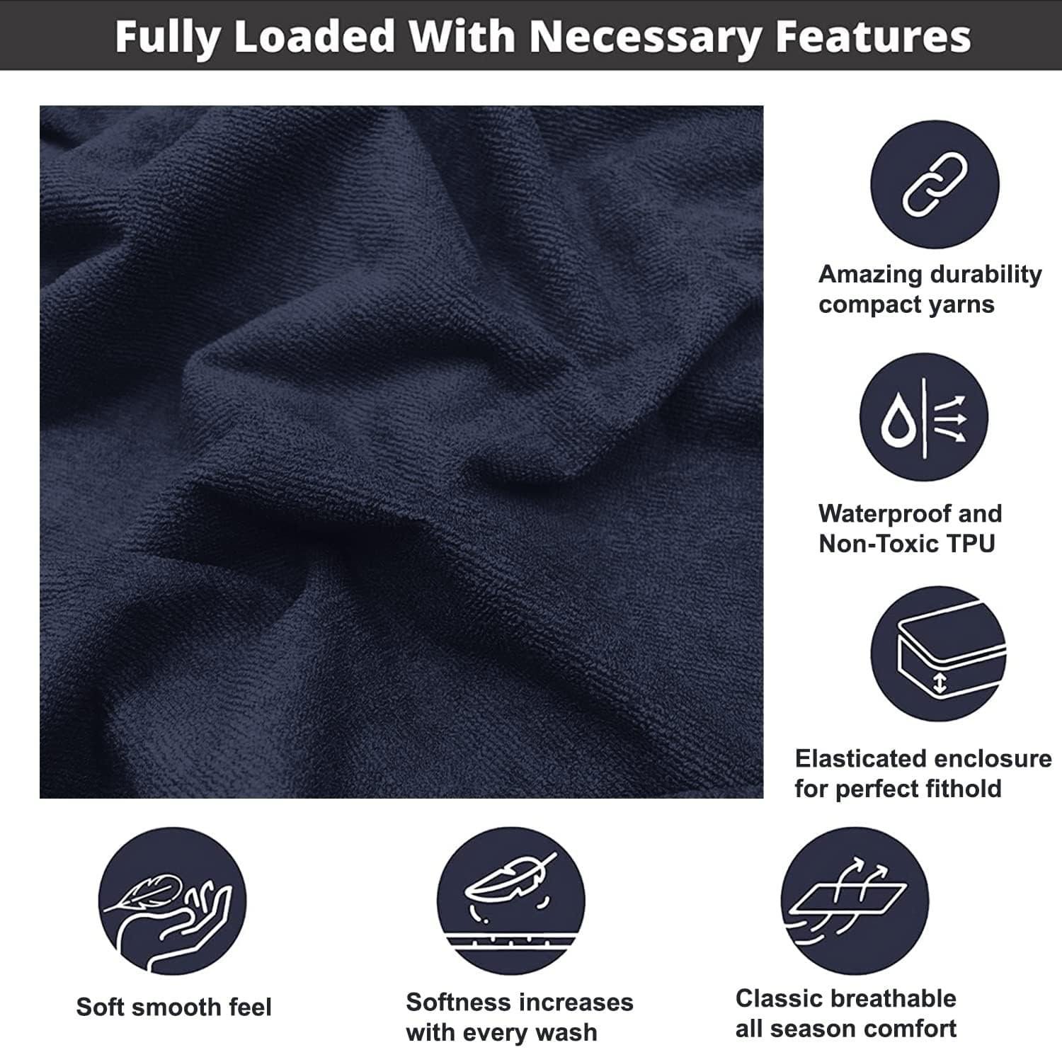 MOMSEASY 100% Waterproof Premium Cotton Mattress Protector | Breathable and Hypoallergenic Ultra Soft Fitted Bed Protector, Navy Blue - Image 2