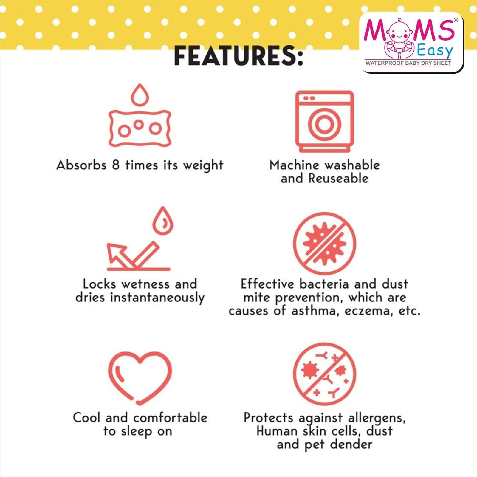 MOMSEASY New Born Baby Drysheet Urine Sheet For Bed Protect, Baby Dry Mats Waterproof, Plum - Image 4