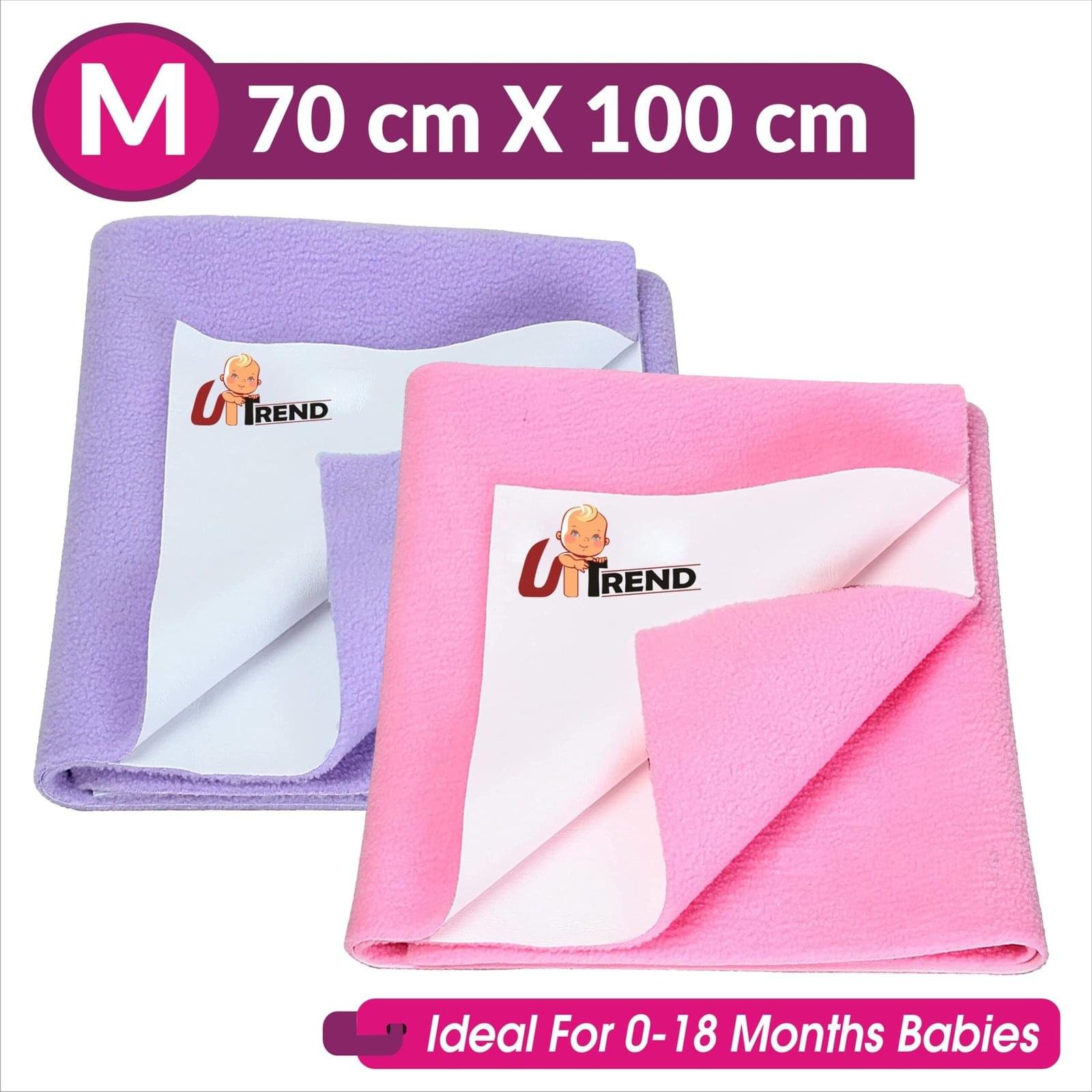 UP-TREND New Born Baby Drysheet Urine Sheet For Bed Protect, Baby Dry Mats Waterproof New Born Baby Combo 2 pc, Purple, Pink, Gsm 240-245, Cotton