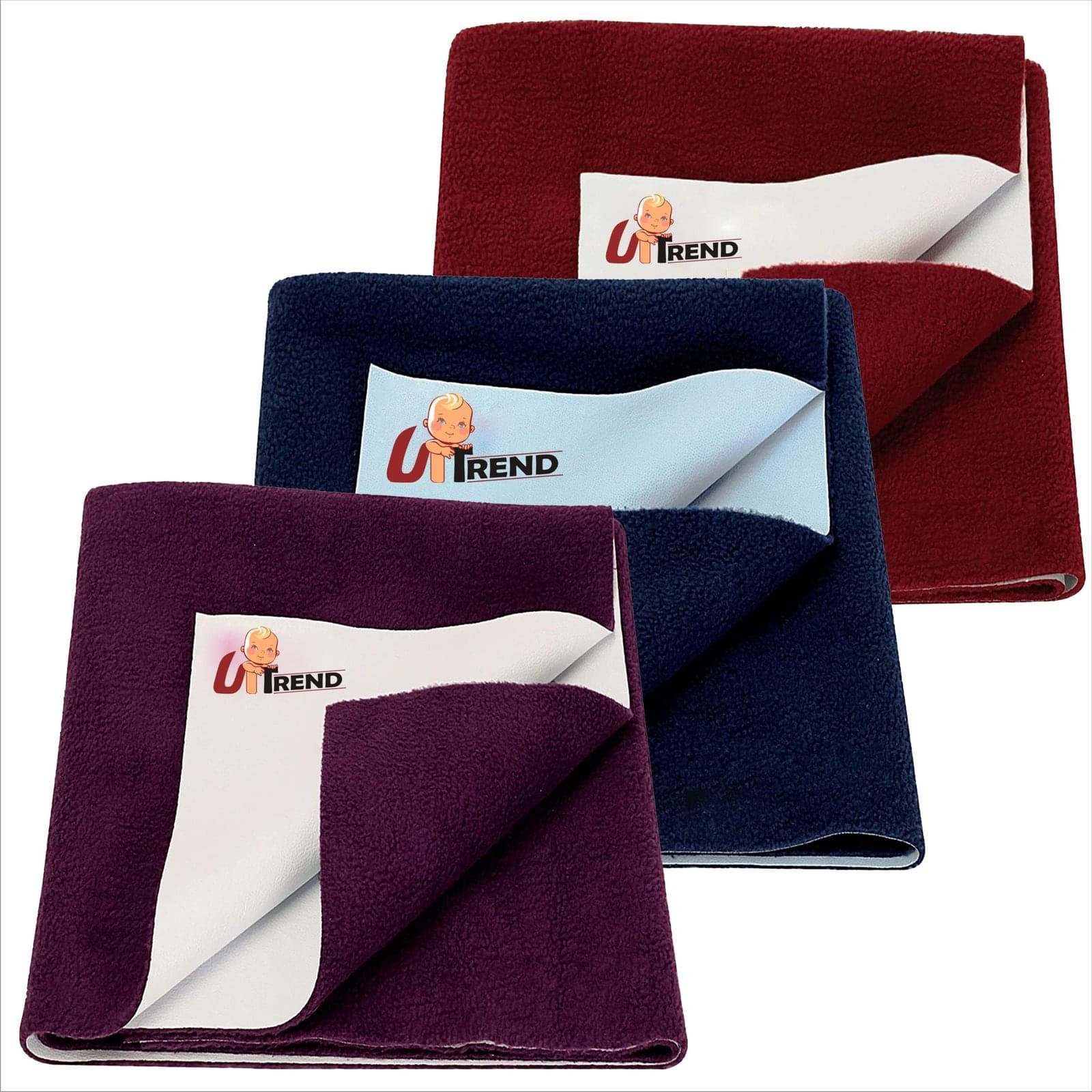 UP-TREND New Born Baby Drysheet Urine Sheet For Bed Protect, Baby Dry Mats Waterproof New Born Baby Combo 3 pc, Maroon, Plum, R.Blue, Gsm 240-245, Cotton