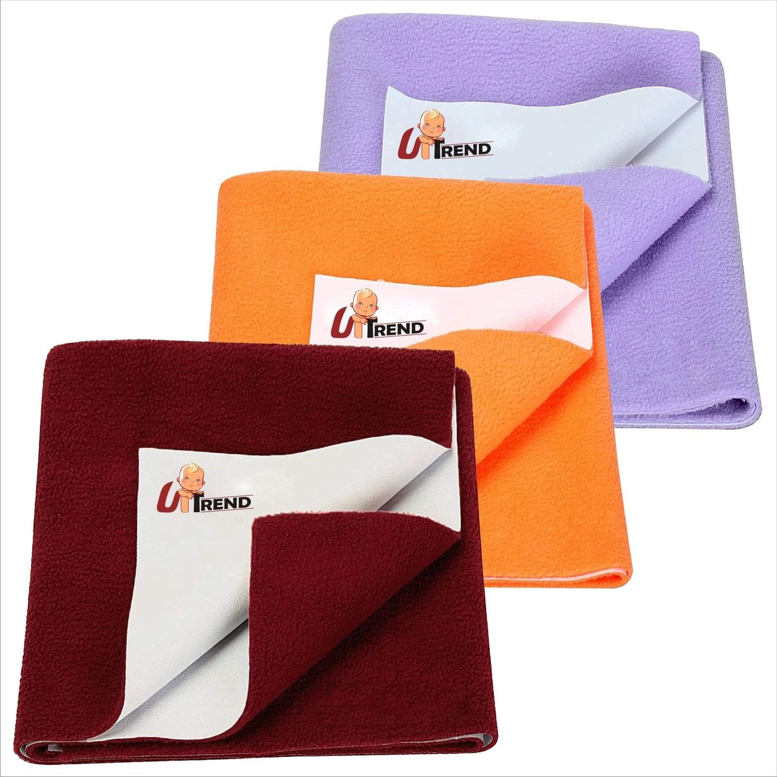 UP-TREND New Born Baby Drysheet Urine Sheet For Bed Protect, Baby Dry Mats Waterproof New Born Baby Combo 3 pc, Maroon, Peach, Purple, Gsm 240-245, Cotton