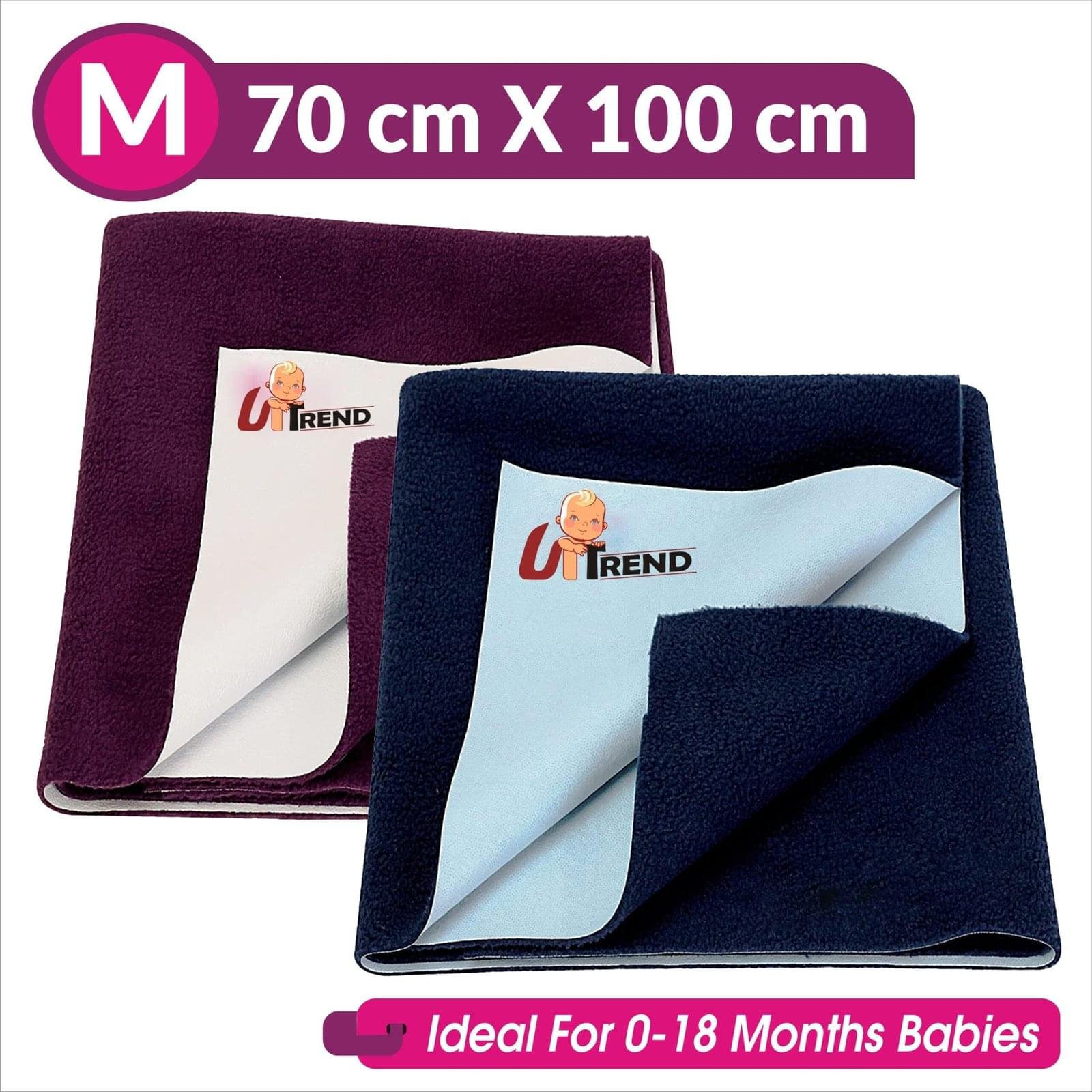 UP-TREND New Born Baby Drysheet Urine Sheet For Bed Protect, Baby Dry Mats Waterproof New Born Baby Combo 2 pc, R.Blue, Plum, Gsm 240-245, Cotton