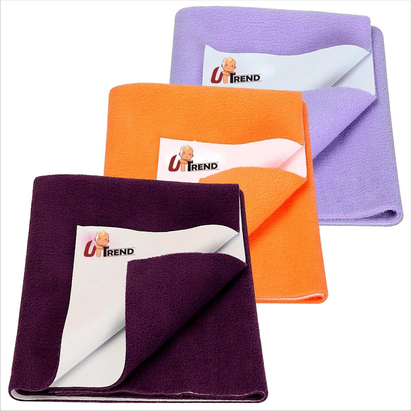 UP-TREND New Born Baby Drysheet Urine Sheet For Bed Protect, Baby Dry Mats Waterproof New Born Baby Combo 3 pc, Plum, Peach, Purple , Gsm 240-245, Cotton